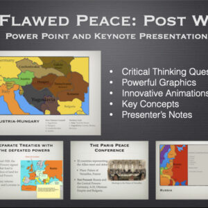 Cover graphic for the WWI: A Flawed Peace History Presentation detailing the Treaty of Versailles and post-war challenges.
