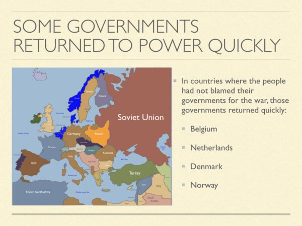 A map of europe with the name of some governments.