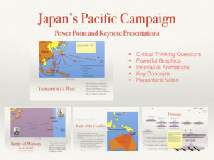 Cover slide preview for the 28.2 Japan's Pacific Campaign Apple Keynote and Microsoft PowerPoint history presentation.