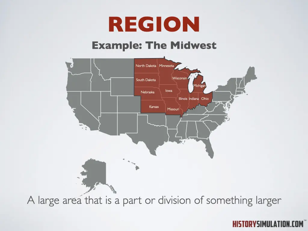 A map of the midwest region with states labeled.