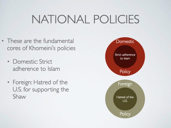 A slide with the words national policies and foreign policy.