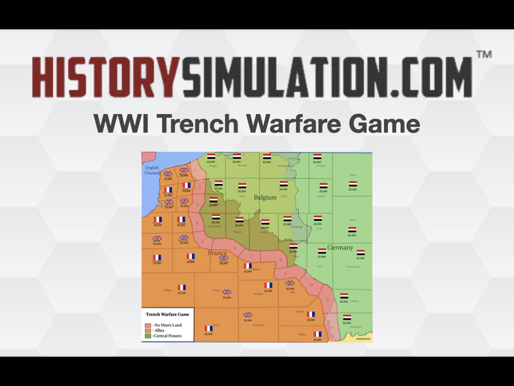 A map of the wwi trench warfare game.