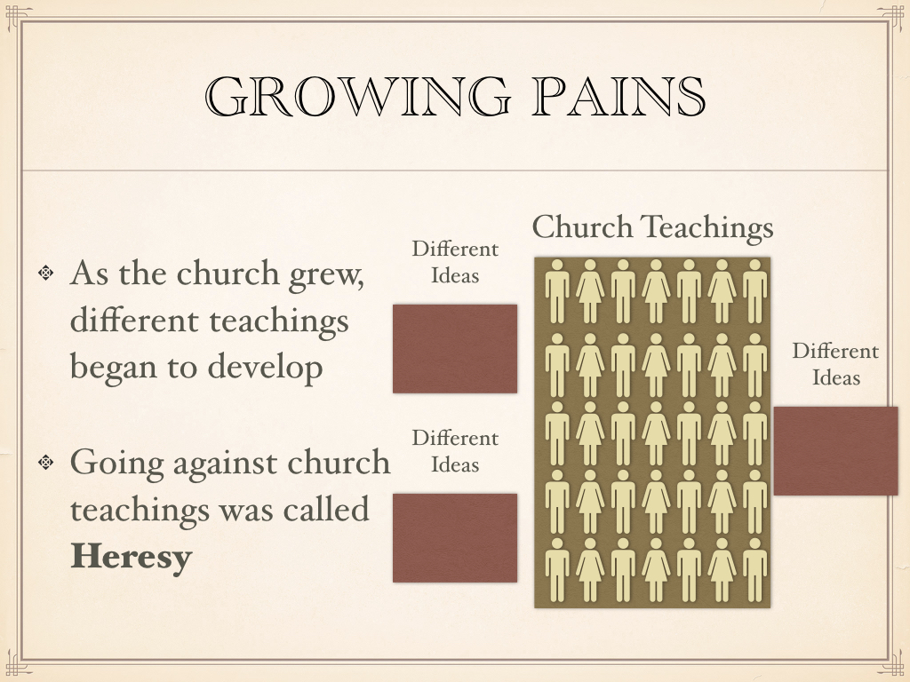 An illustration representing early Christian church leaders addressing differing theological interpretations and navigating growing pains as the faith expanded.